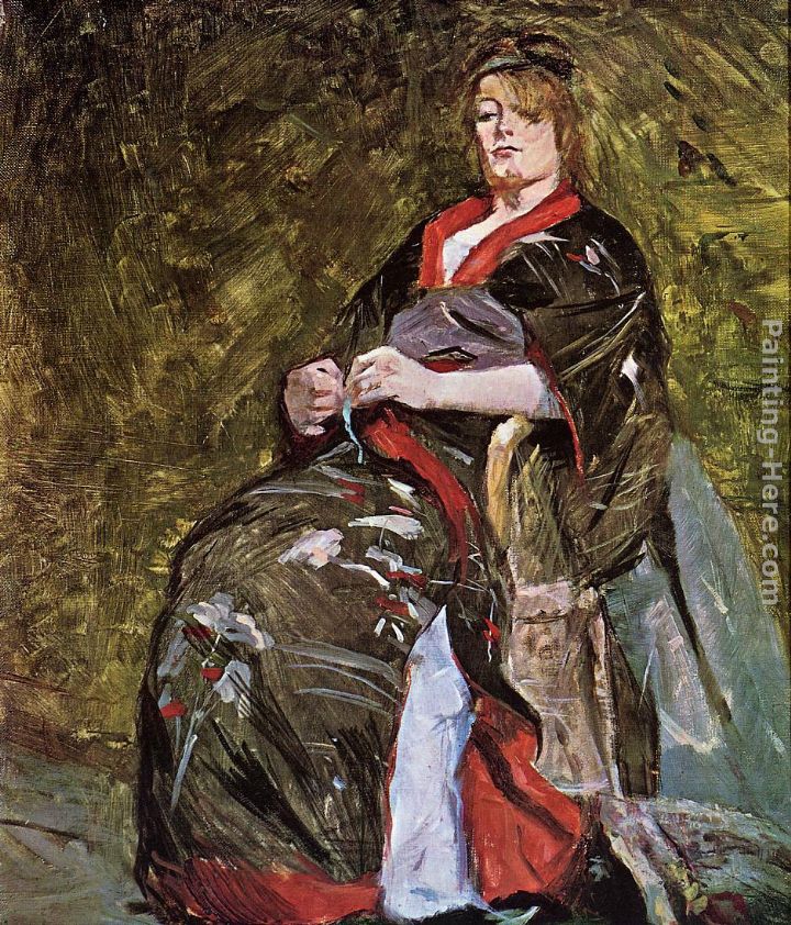 Lili Grenier in a Kimono painting - Henri de Toulouse-Lautrec Lili Grenier in a Kimono art painting